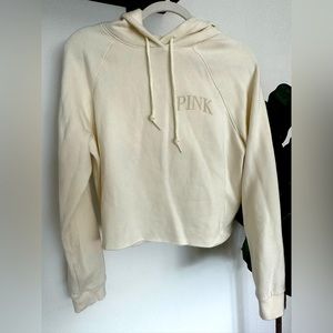 Brand PINK, cropped hoodie white color size M
